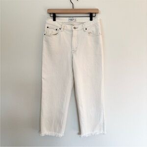 Abercrombie 90s Straight Jeans Straight Leg Low Rise Cream Denim White Size 28